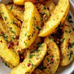Chrupiące ziemniaki z grilla, posypane parmezanem, natką pietruszki i płatkami chili. Idealna przekąska na letnie wieczory.