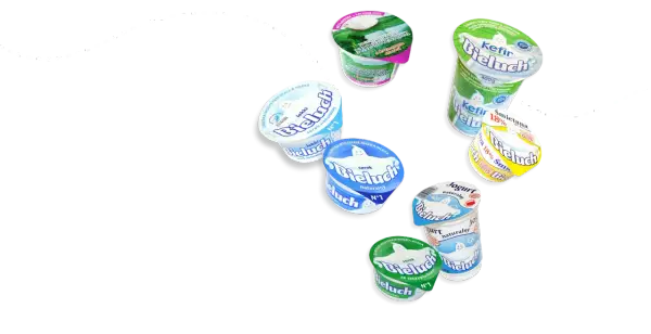 Różne rodzaje serka Bieluch: naturalny, lekki, ze szczypiorkiem, jogurt naturalny, kefir i śmietana 18%.