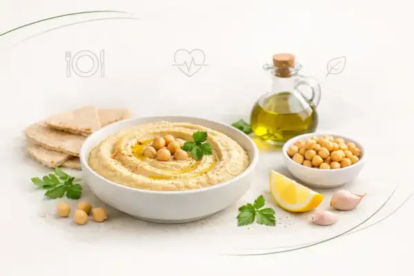 Pyszny hummus z ciecierzycą, oliwą i cytryną. Czy hummus jest zdrowy? Tak, to świetny wybór dla serca i sylwetki!